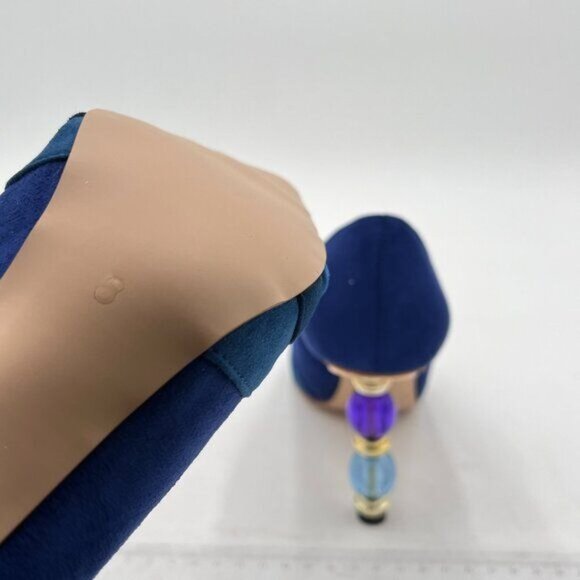 XYD Women Wave Pattern Pointed Toe Slip On Party Pumps Jewelry High Heel - Picture 5 of 7